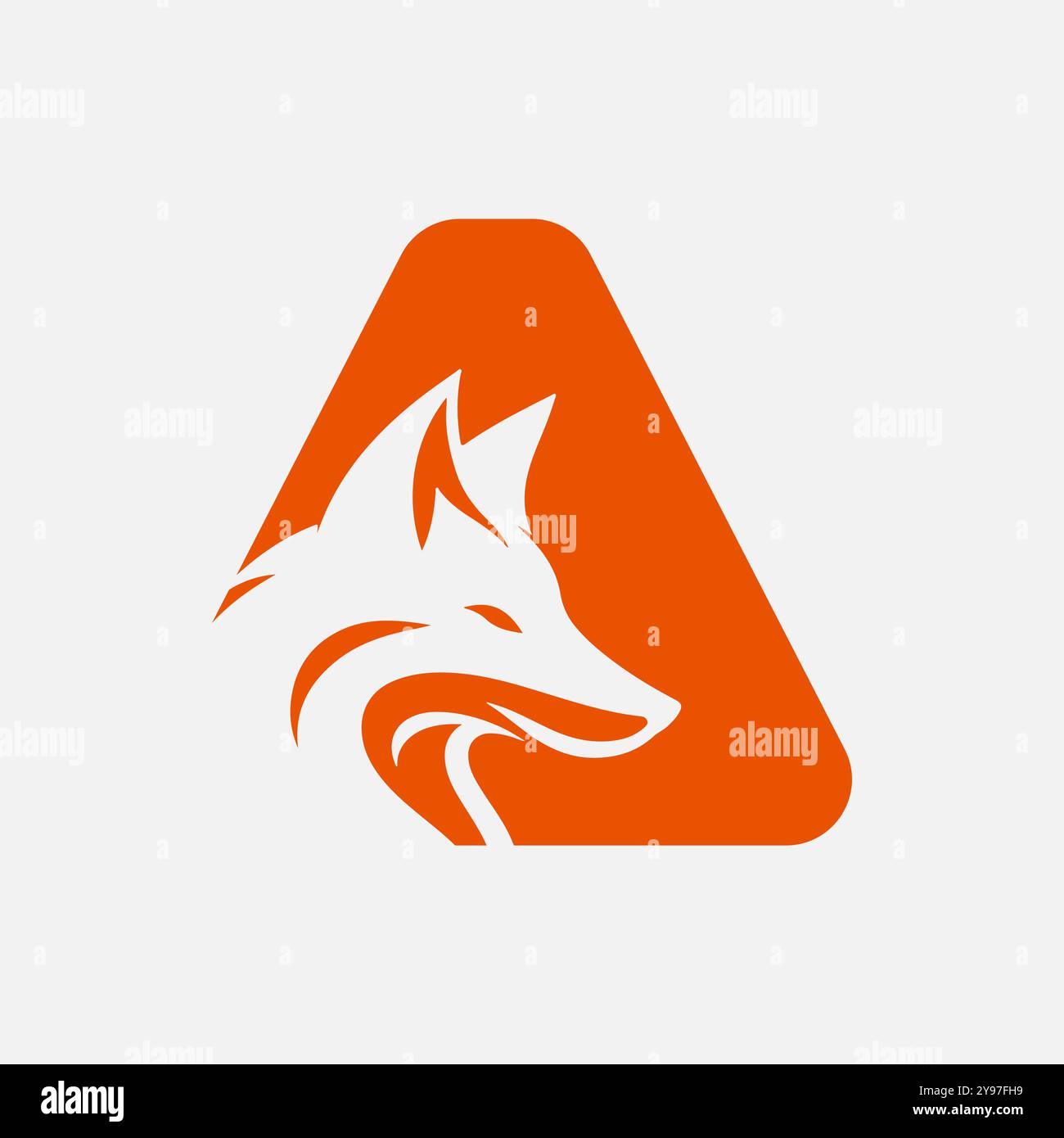 Logo Fox sulla lettera A modello vettoriale Illustrazione Vettoriale