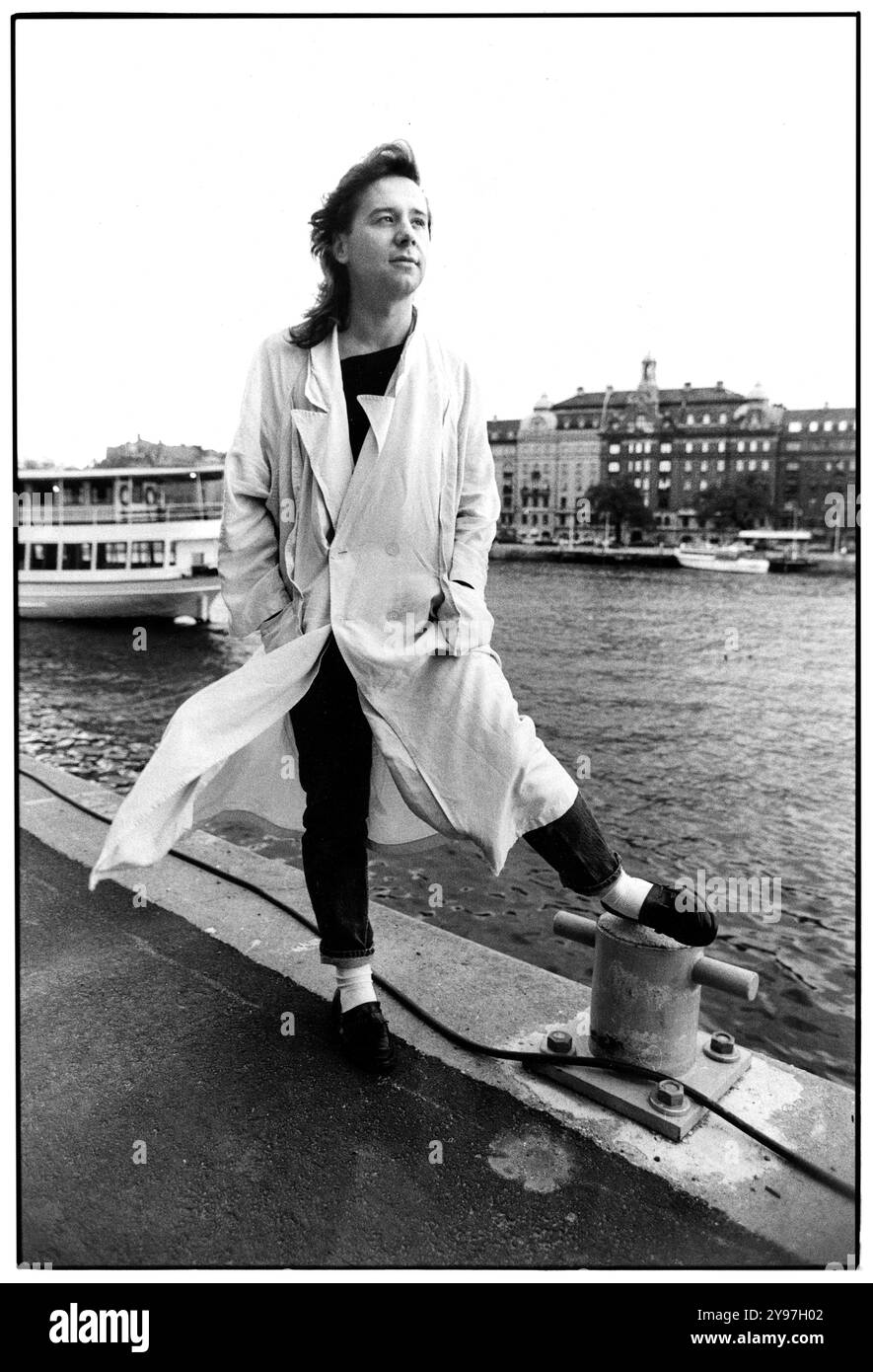 Jim Kerr, cantante britannico, fondatore della band Simple Minds a Stoccolma, Svezia, 18 maggio 1987. Foto: Gunnar Bergkrantz/Aftonbladet/TT codice 2723 Foto Stock