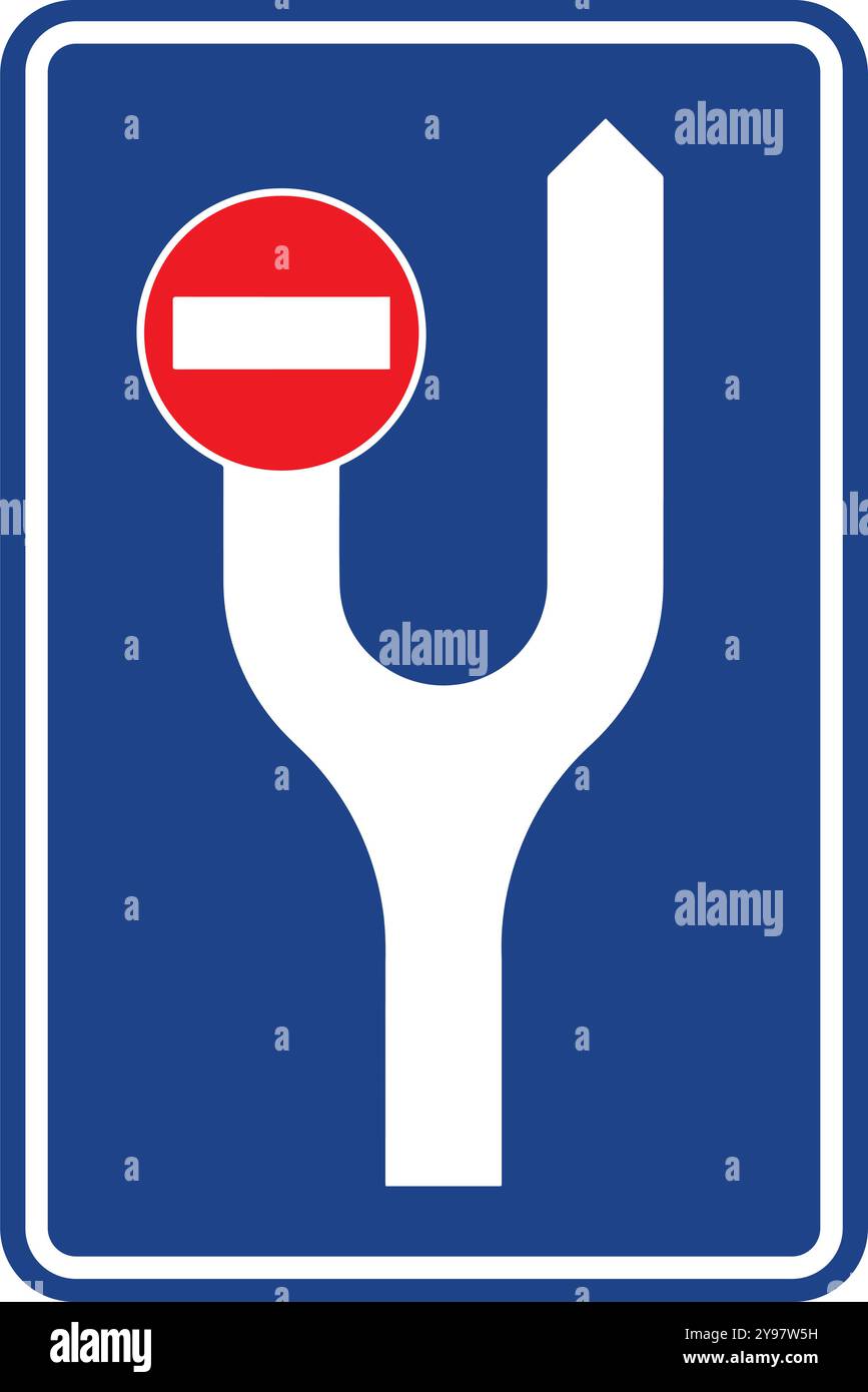 Cartello di direzione prima di Divided Road, segnali stradali in Turchia. Segnali stradali standard sulle autostrade turche. (Turco: Karayollari standart trafik isaret lev Illustrazione Vettoriale