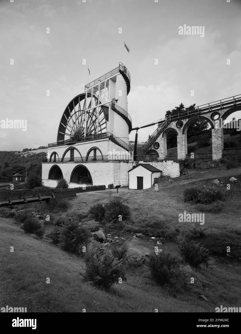Laxey Wheel, Isola di Man nel 2006, girato su film 5x4 Foto Stock