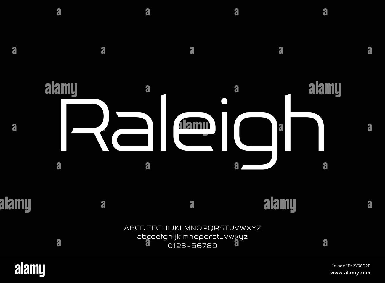 L'alfabeto moderno e futuristico visualizza il vettore dei caratteri. Carattere moderno e pulito Illustrazione Vettoriale