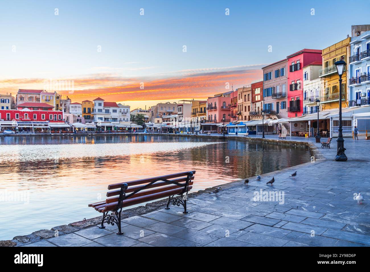Creta, Isole greche. Splendida Grecia e i migliori luoghi panoramici - la Canea, panorama del pittoresco vecchio porto veneziano. Foto Stock