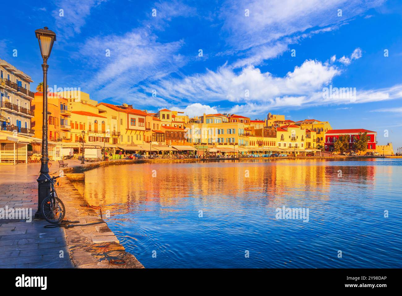 Creta, Isole greche. Splendida Grecia e i migliori luoghi panoramici - la Canea, panorama del pittoresco vecchio porto veneziano. Foto Stock