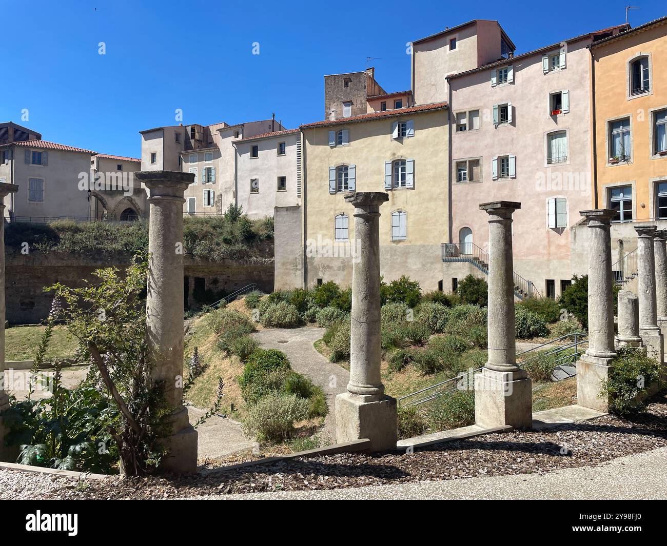 Resti del Teatro Romano, Beziers, regione di Occitania, Francia. Foto Stock