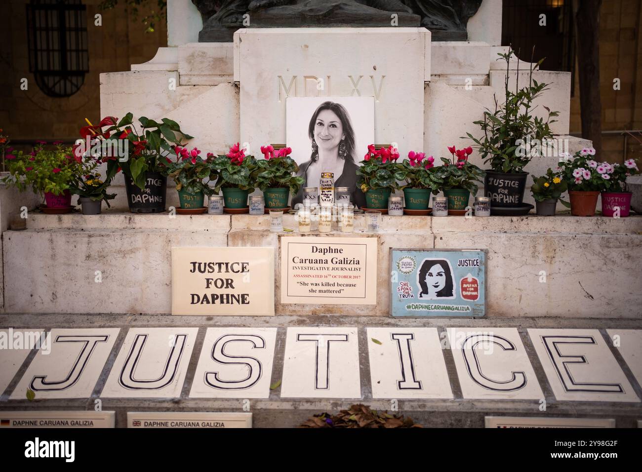 Il Daphne Memorial, la Valletta, dove la duchessa di Edimburgo posò i fiori, il terzo giorno di un tour reale di Malta per celebrare il 60° anniversario della sua indipendenza e celebrare il patrimonio condiviso del paese e la continua collaborazione con il Regno Unito. Data foto: Mercoledì 9 ottobre 2024. Foto Stock
