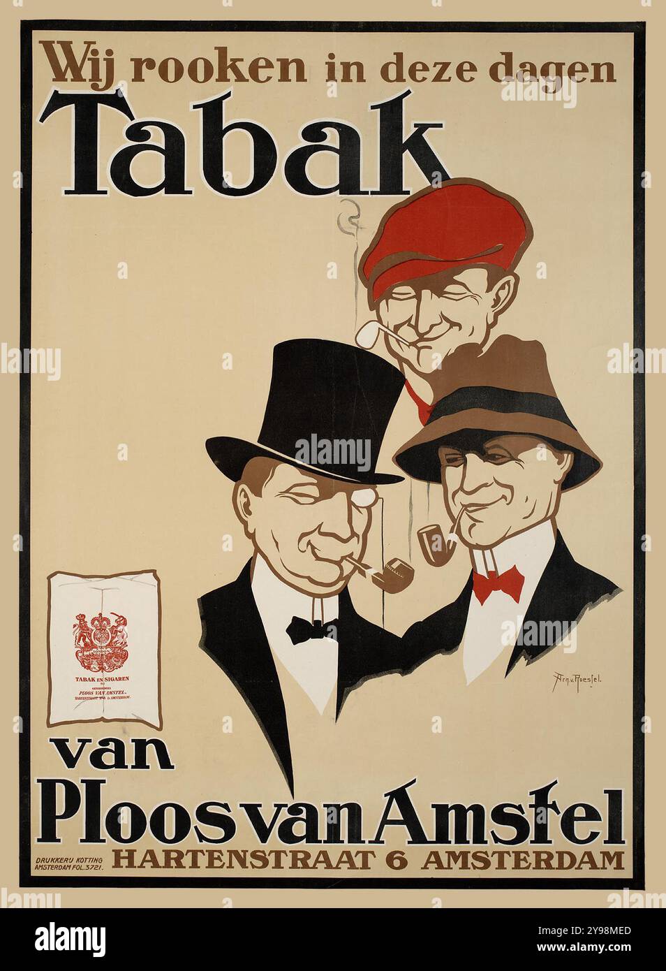 Pubblicità vintage dutch Tobacco - Gebroeders Ploos van Amstel (Amsterdam) designer/art Director Roessel, Arnold van, tipografo - Drukkerij Kotting, primi anni '1900 Foto Stock