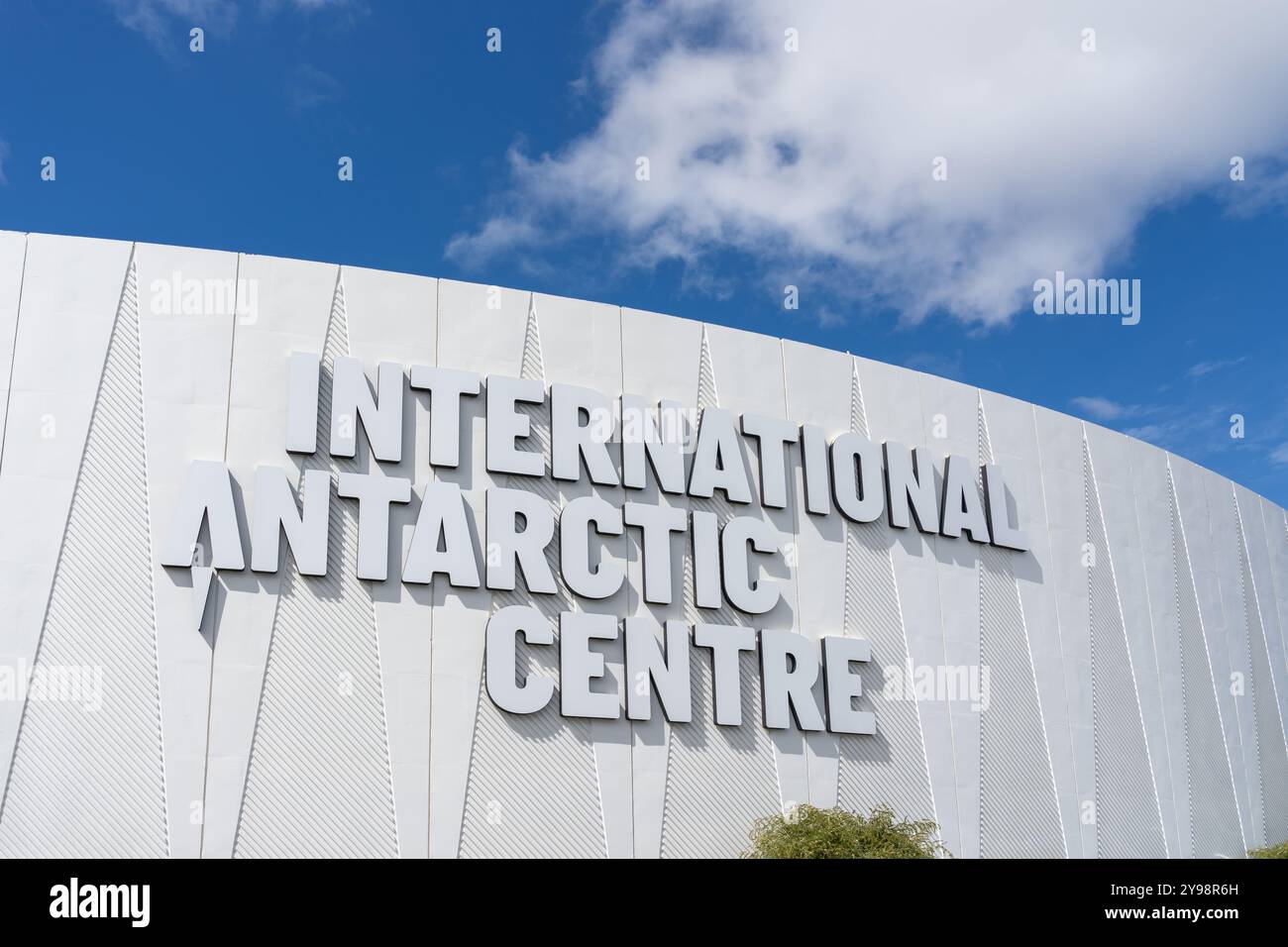 Closeup of International Antarctic Centre cartello sull'edificio di Christchurch, nuova Zelanda. Foto Stock