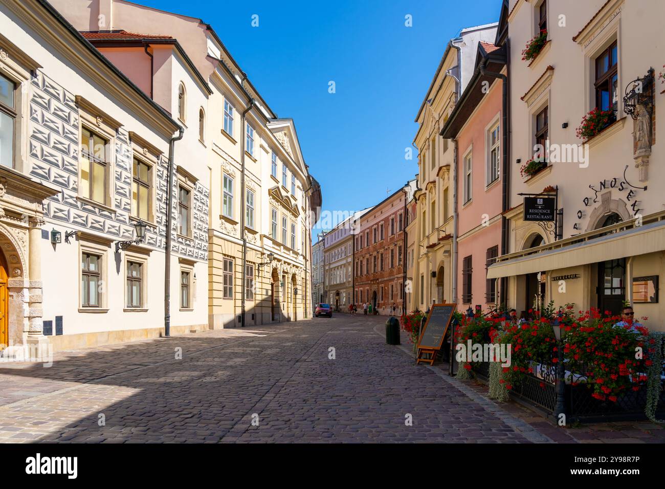 Vista sulla strada della città vecchia, Cracovia, Polonia. Foto Stock