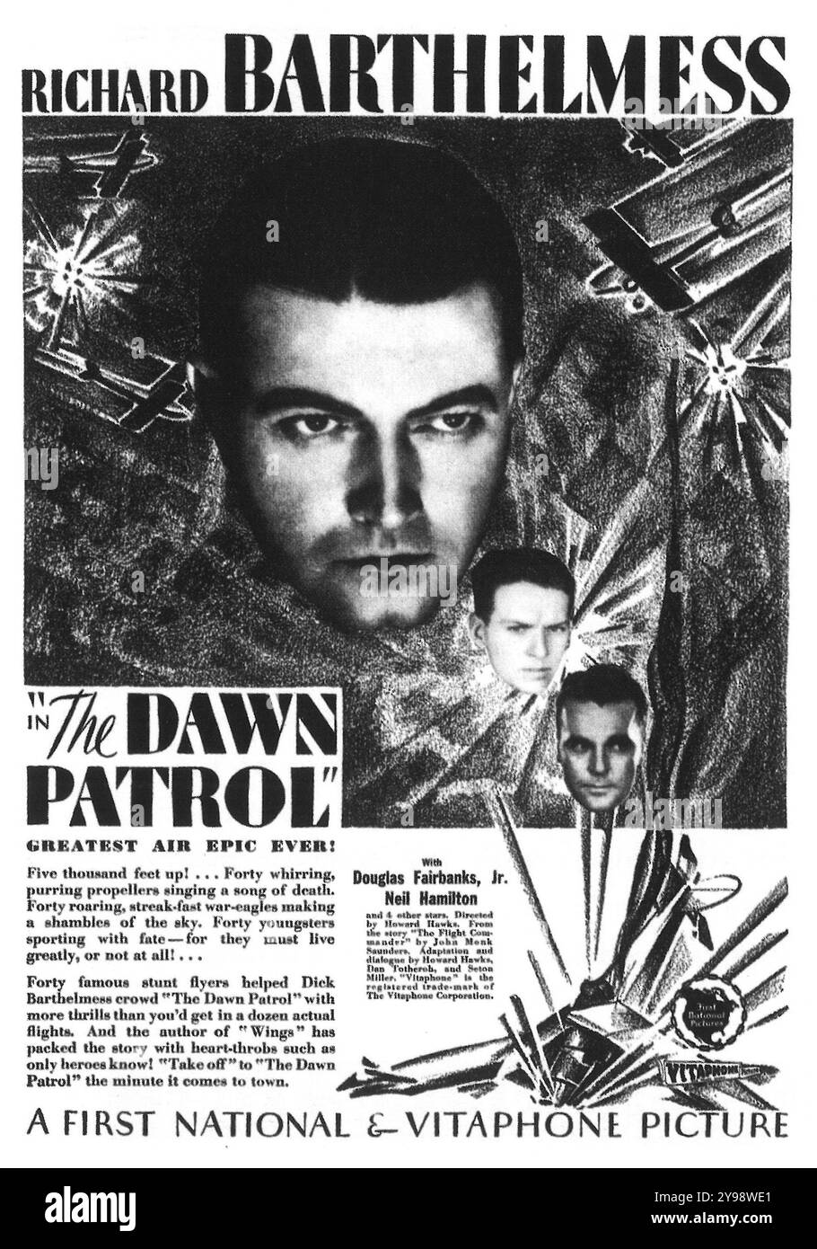 1930 poster del film The Dawn Patrol - dramma della prima guerra mondiale con Richard Barthelmess, Douglas Fairbanks Jr. Diretto da Howard Hawks Foto Stock