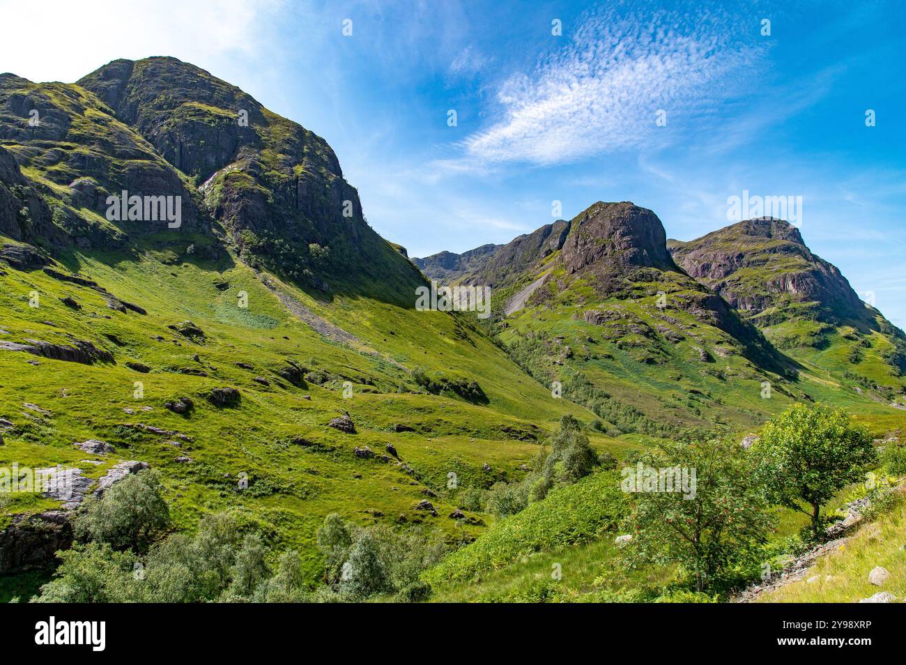 The Three Sisters, Glencoe, Highlands, Scozia, Regno Unito. Tre creste sul monte Bidean Nam Bian. Foto Stock