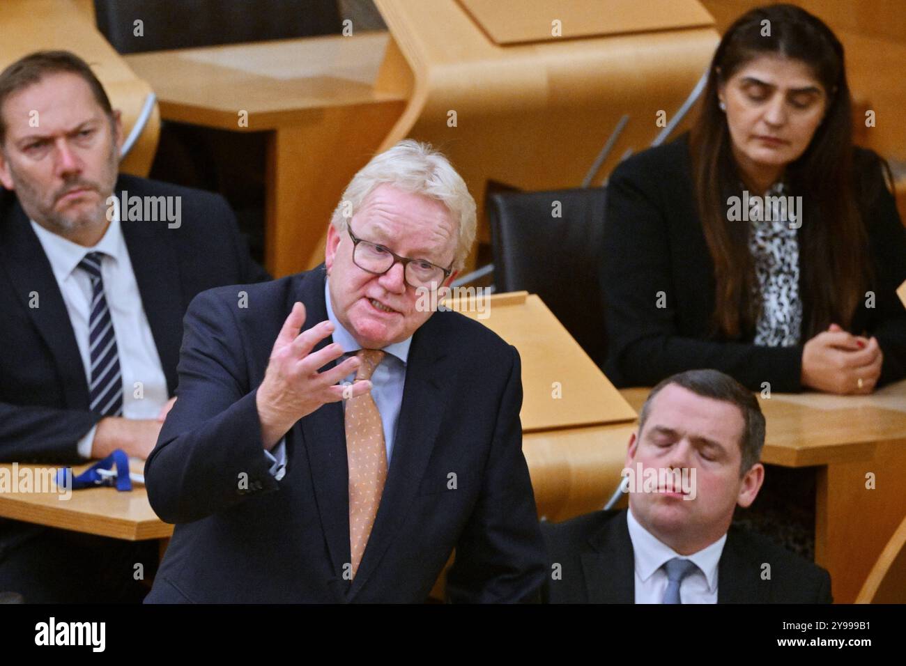 Edimburgo Scozia, Regno Unito 09 ottobre 2024. Jackson Carlaw MSP al Parlamento scozzese parla del 40° anniversario dell'esplosione della bomba di Brighton. credito sst/alamy notizie in diretta Foto Stock