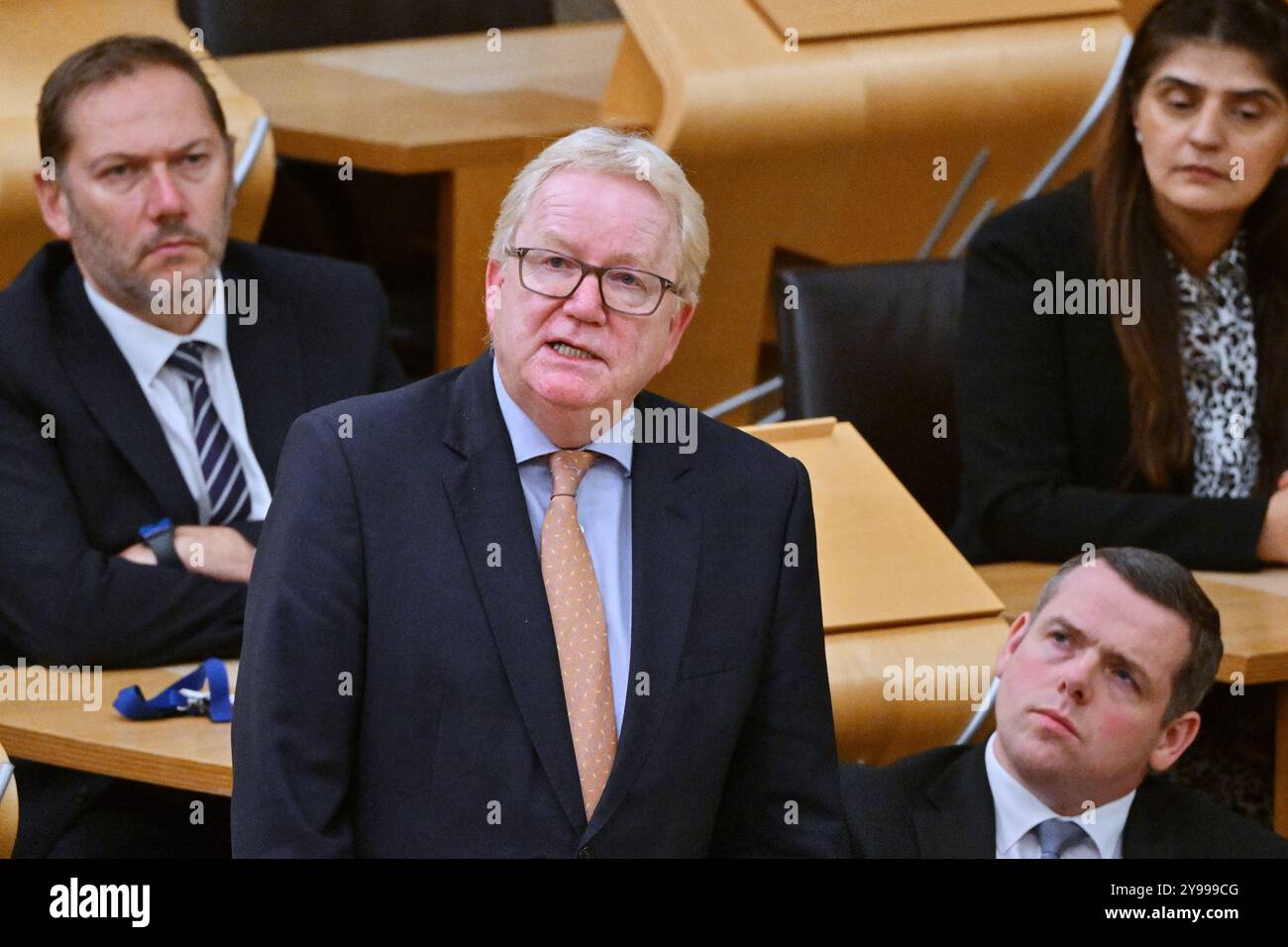 Edimburgo Scozia, Regno Unito 09 ottobre 2024. Jackson Carlaw MSP al Parlamento scozzese parla del 40° anniversario dell'esplosione della bomba di Brighton. credito sst/alamy notizie in diretta Foto Stock