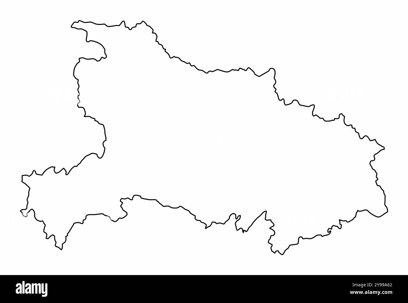 Mappa di contorno della provincia di Hubei isolata su sfondo bianco, Cina Illustrazione Vettoriale