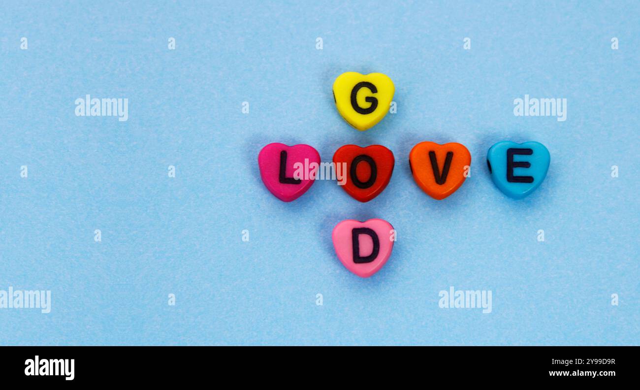 Cuori che esprimono amore per Dio Foto Stock