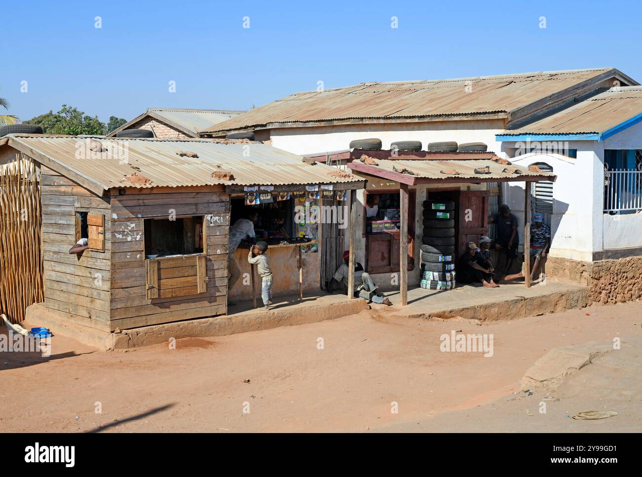 La città di Ilakaka. Regione di Ihorombe, Madagascar. Foto Stock