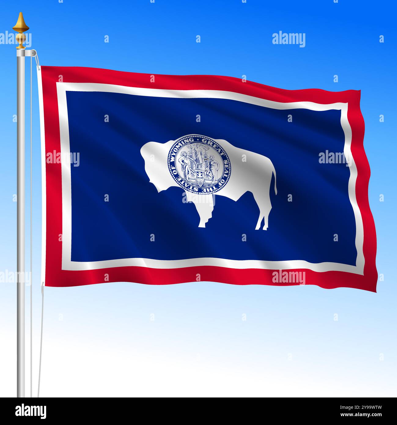 Wyoming bandiera dello stato federale degli Stati Uniti d'America, Stati Uniti, illustrazione vettoriale Illustrazione Vettoriale