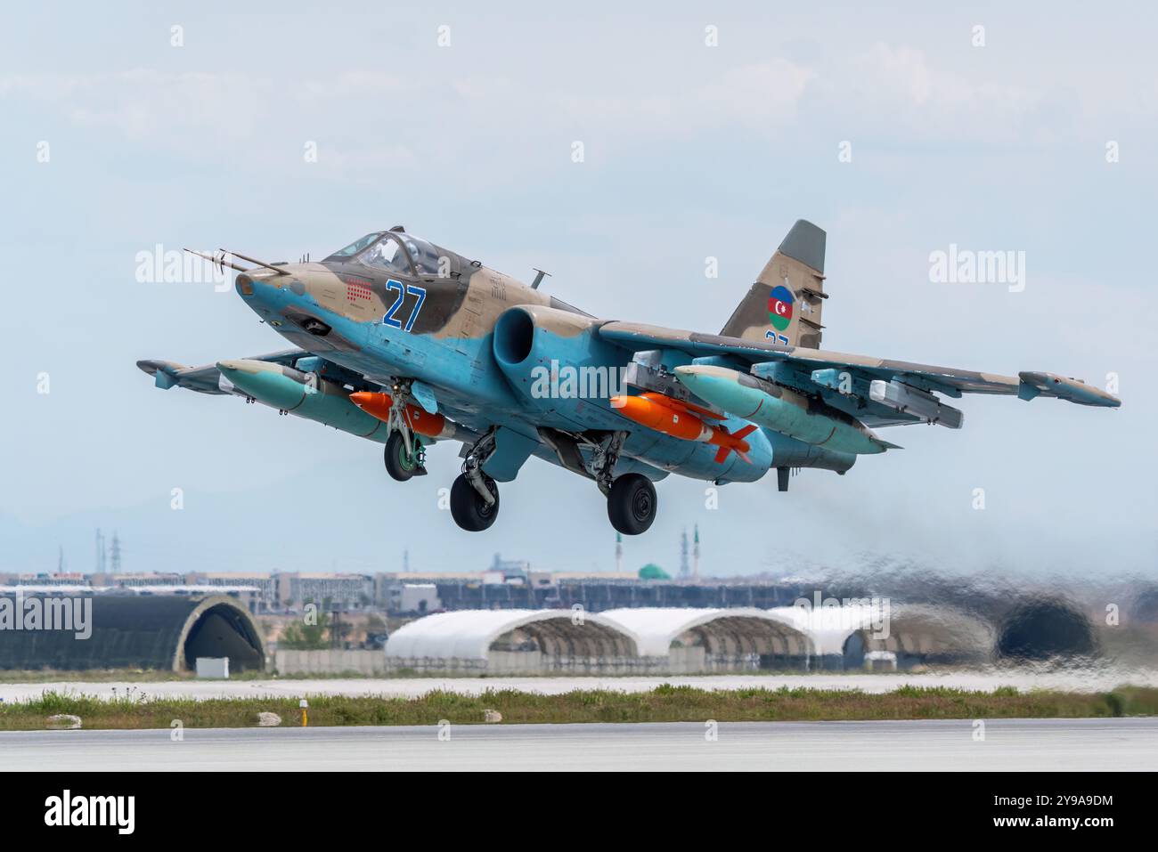 Konya, Turchia - 05 09 2023: Anatolian Eagle Azerbaijan Air Force Exercise 2023 Azerbaijan Air Force MIG 29 Fighter jet in posizione di rullaggio a Konya Foto Stock