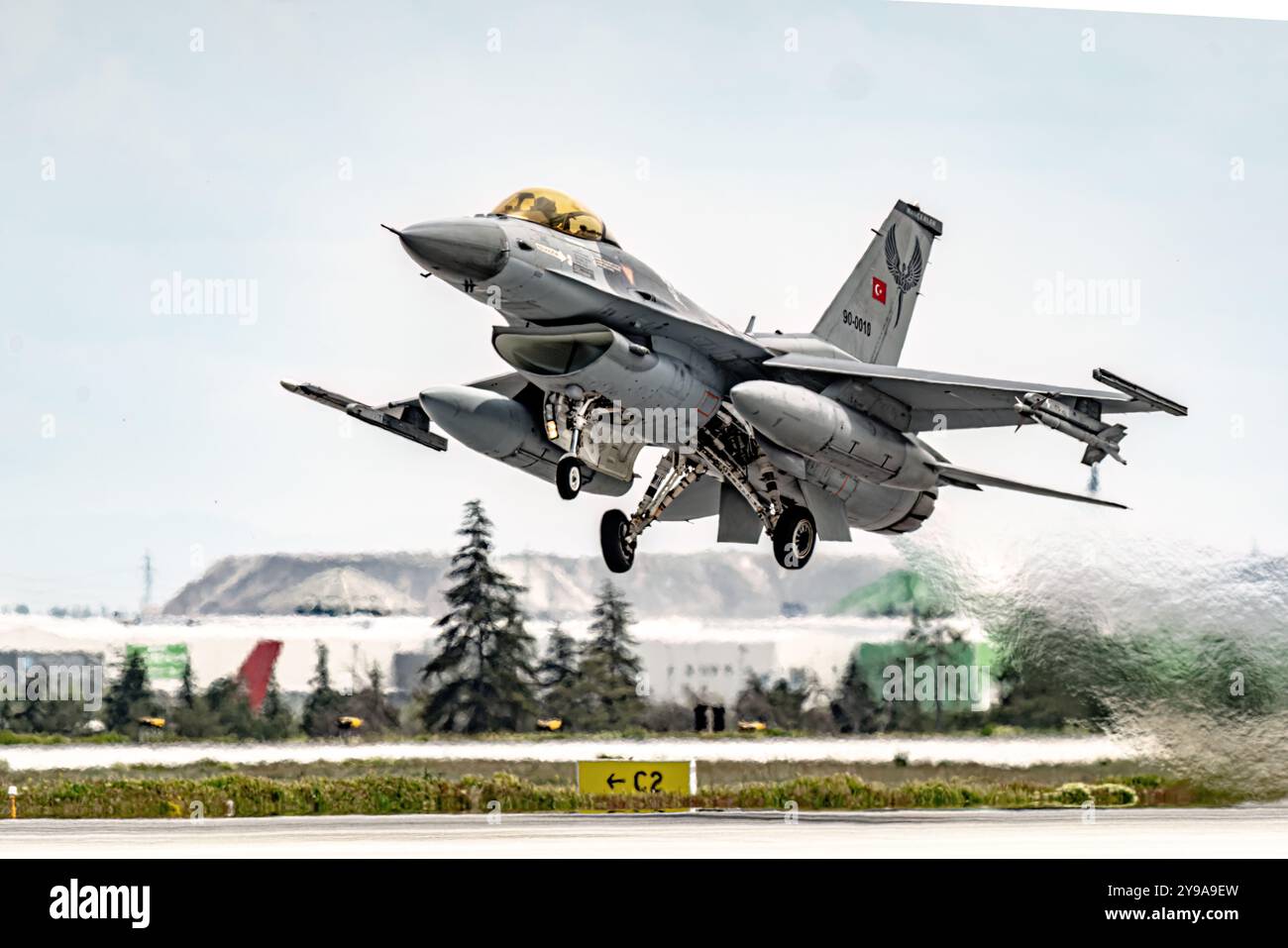 Konya, Turchia - 05 09 2023: Anatolian Eagle Air Force Exercise 2023 Soloturk F16 posizione di decollo dei caccia in Turchia Foto Stock