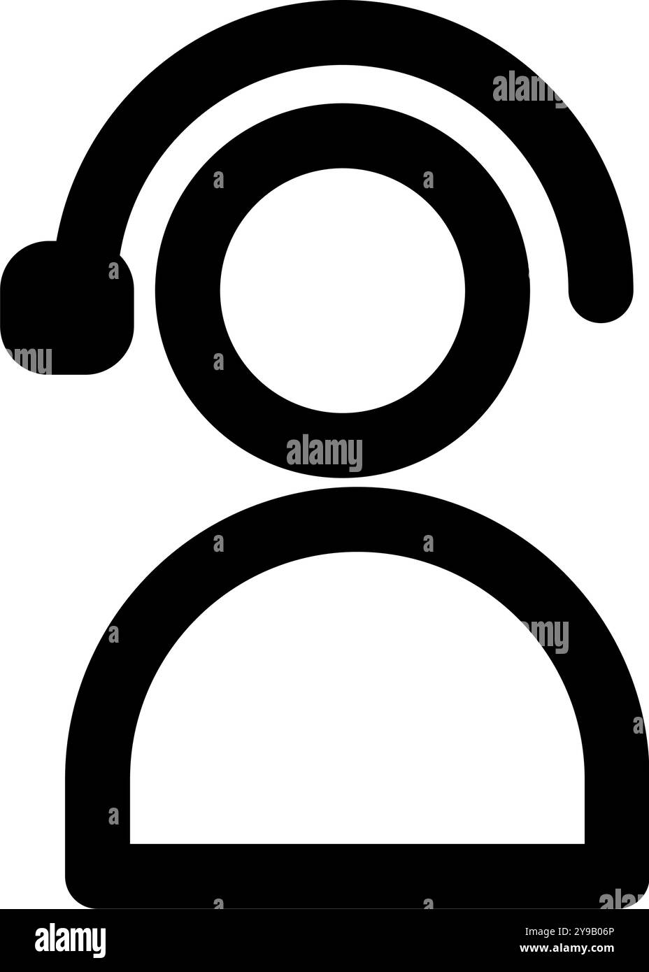 Icona Call Center simbolo avatar del profilo della persona utente maschile vettoriale per il supporto tecnico in un'illustrazione a pittogramma con contorno a colori Illustrazione Vettoriale