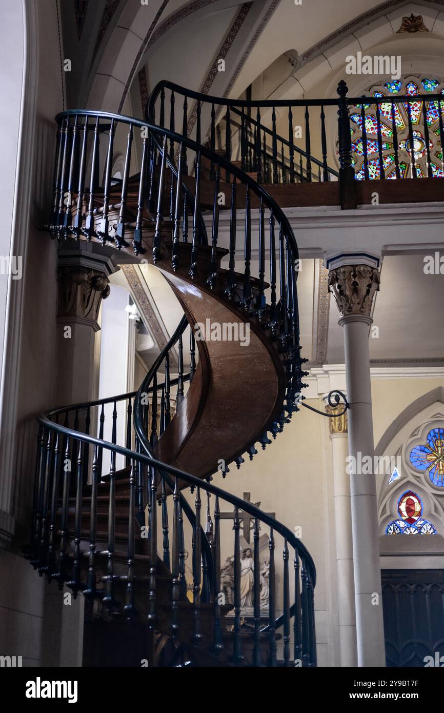 Loretto Chapel, Miraculous Spiral Staircase Foto Stock