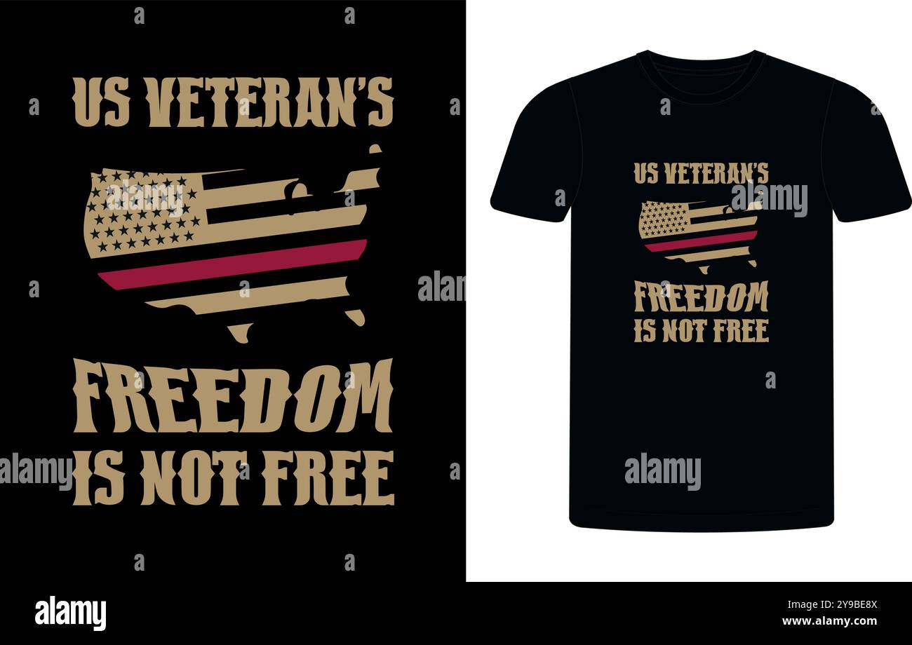 Maglietta tipografica dei veterani americani. Citazione motivazionale con T-shirt text VETERANA. T-shirt di alta qualità pronta per la stampa, T-shirt veterano vettoriale Illustrazione Vettoriale