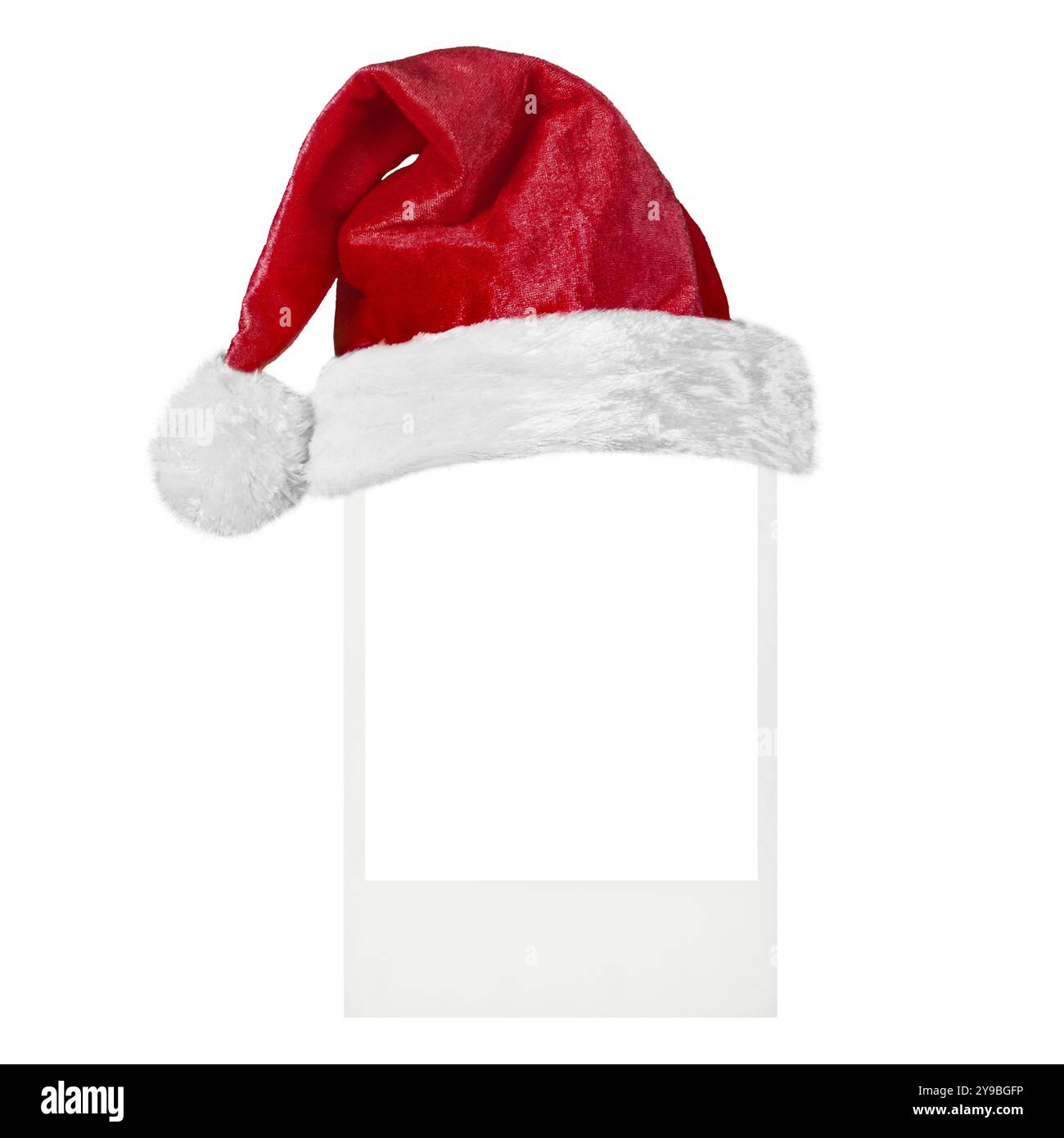 Carta bianca con un cappello di Babbo Natale per Natale Foto Stock