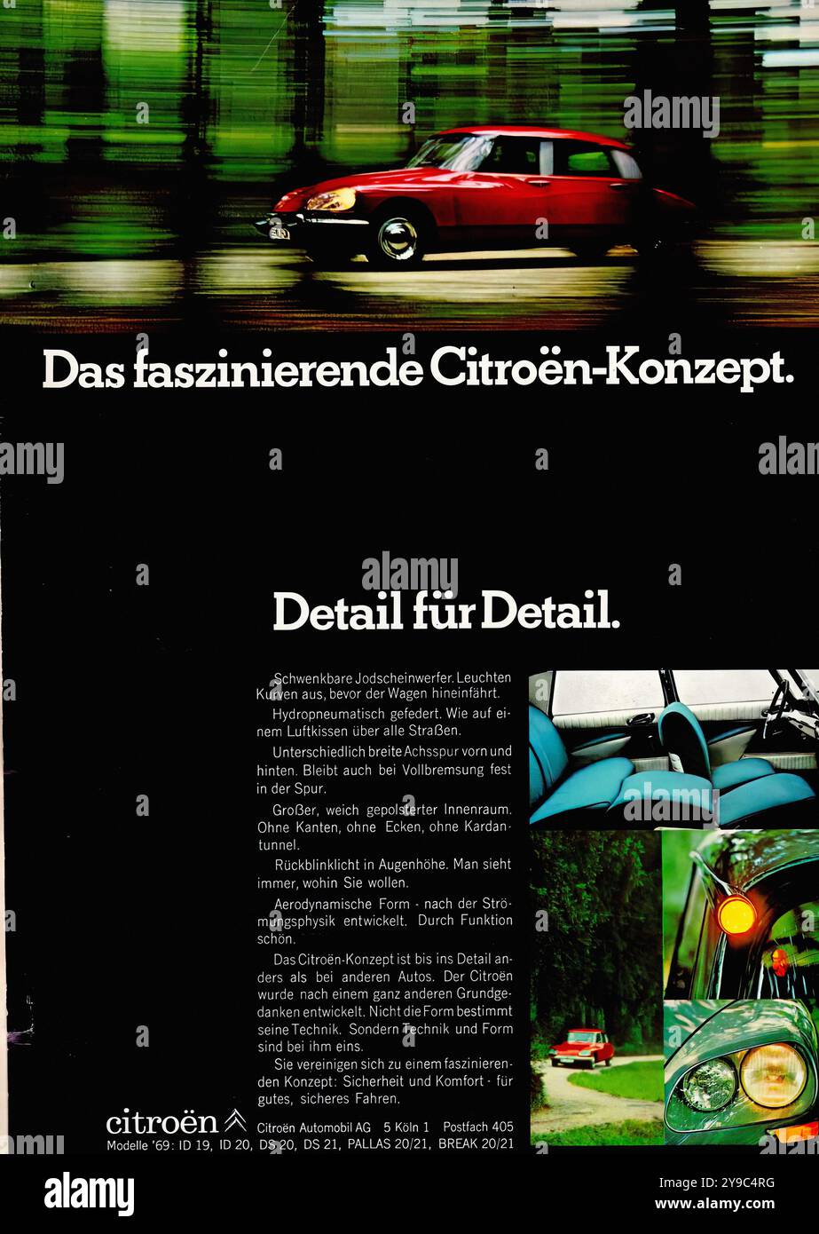 Citroen DS ID (1969) - Vintage German Press Car Advertising Foto Stock