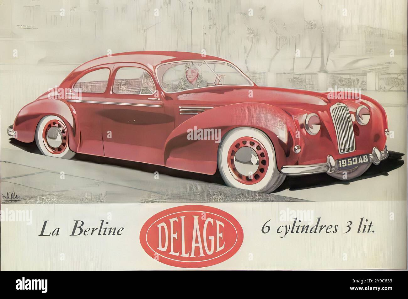 Delage Berline 6 cil 3 litri (1951) - pubblicità auto d'epoca Foto Stock