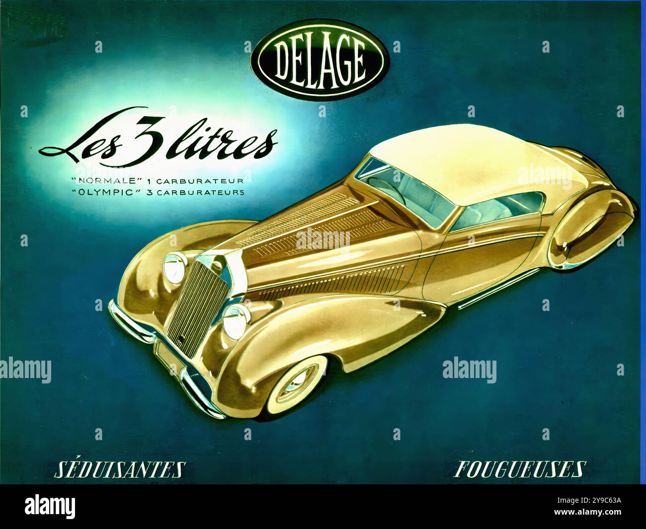 Delage 3 litri (1946) 0001 - pubblicità auto d'epoca Foto Stock