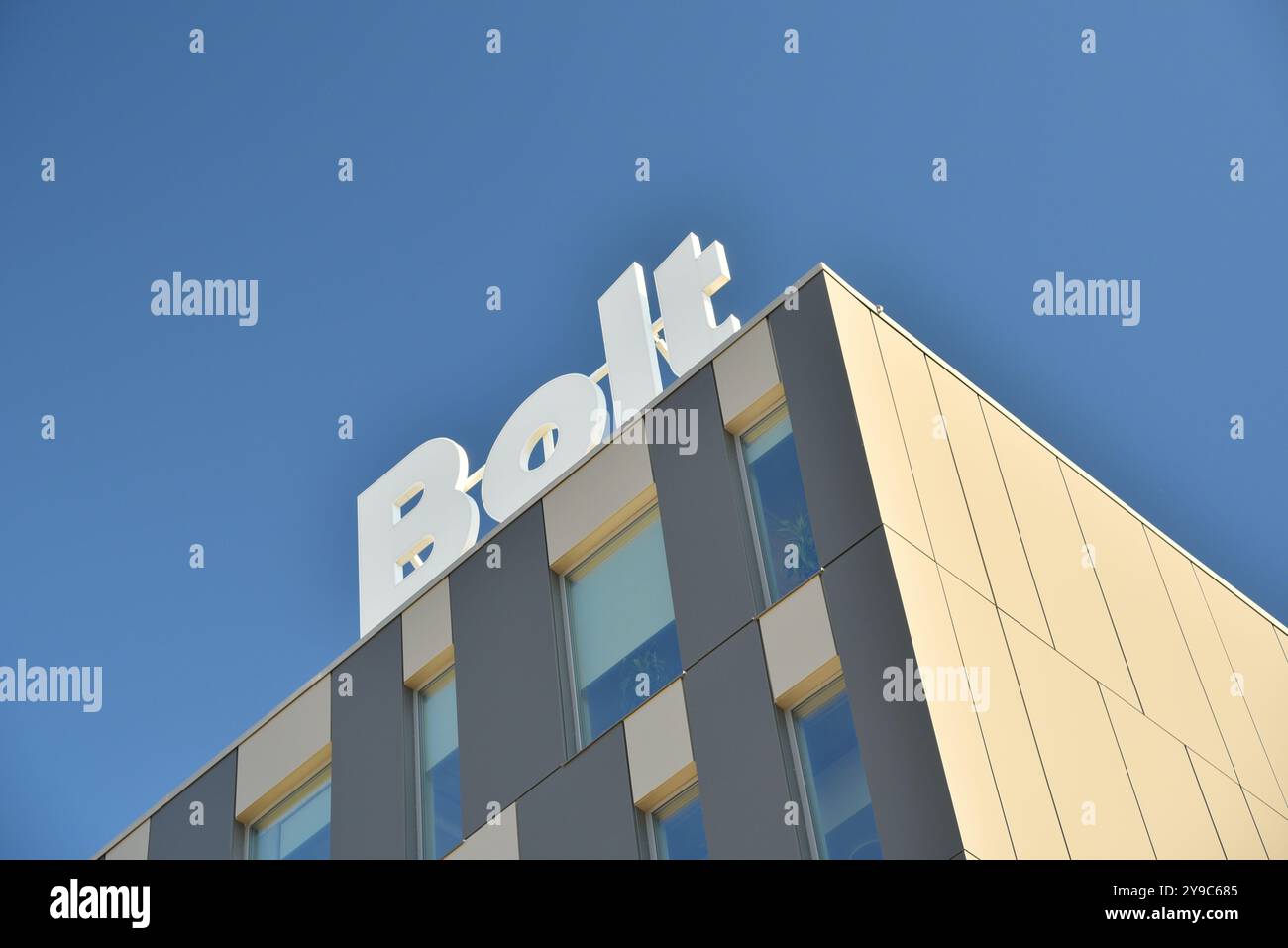 Sede centrale di Unicorn Company, Bolt, azienda specializzata nella mobilità high-tech, car sharing e ride sharing, fornitura di cibo e generi alimentari a Tallinn, Estonia. Foto Stock