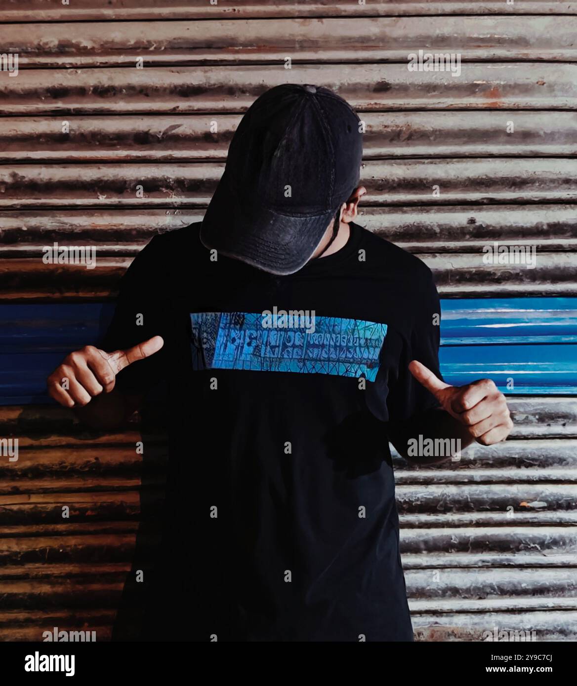 T-shirt nera Foto Stock
