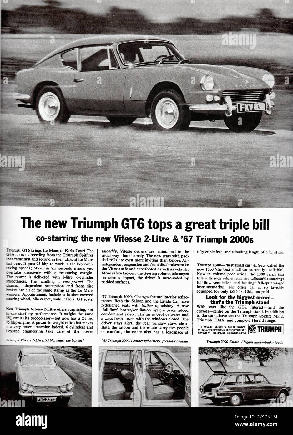 Triumph GT6 (1966) - pubblicità per auto d'epoca Foto Stock