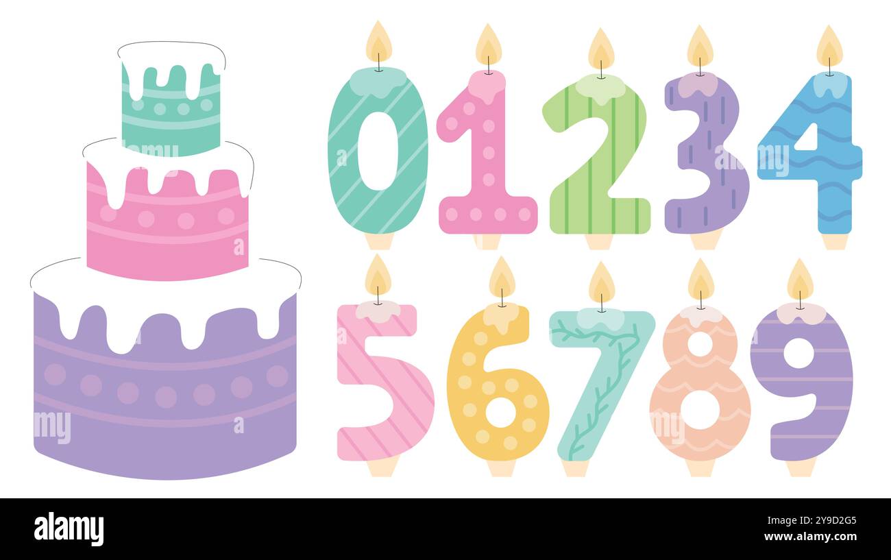 Set piatto compleanni Illustrazione Vettoriale