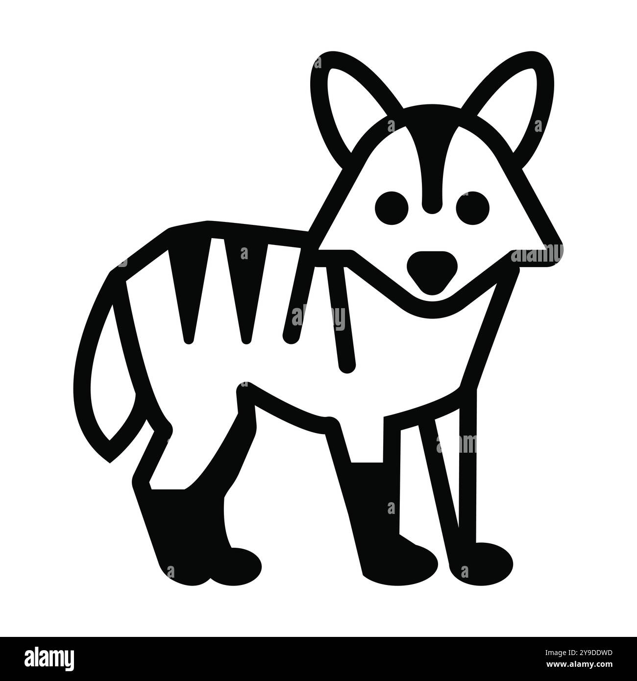 Questa opera d'arte presenta una figura di animali stilizzata in un design minimalista in bianco e nero, perfetto per temi giocosi e per un'estetica moderna. Illustrazione Vettoriale