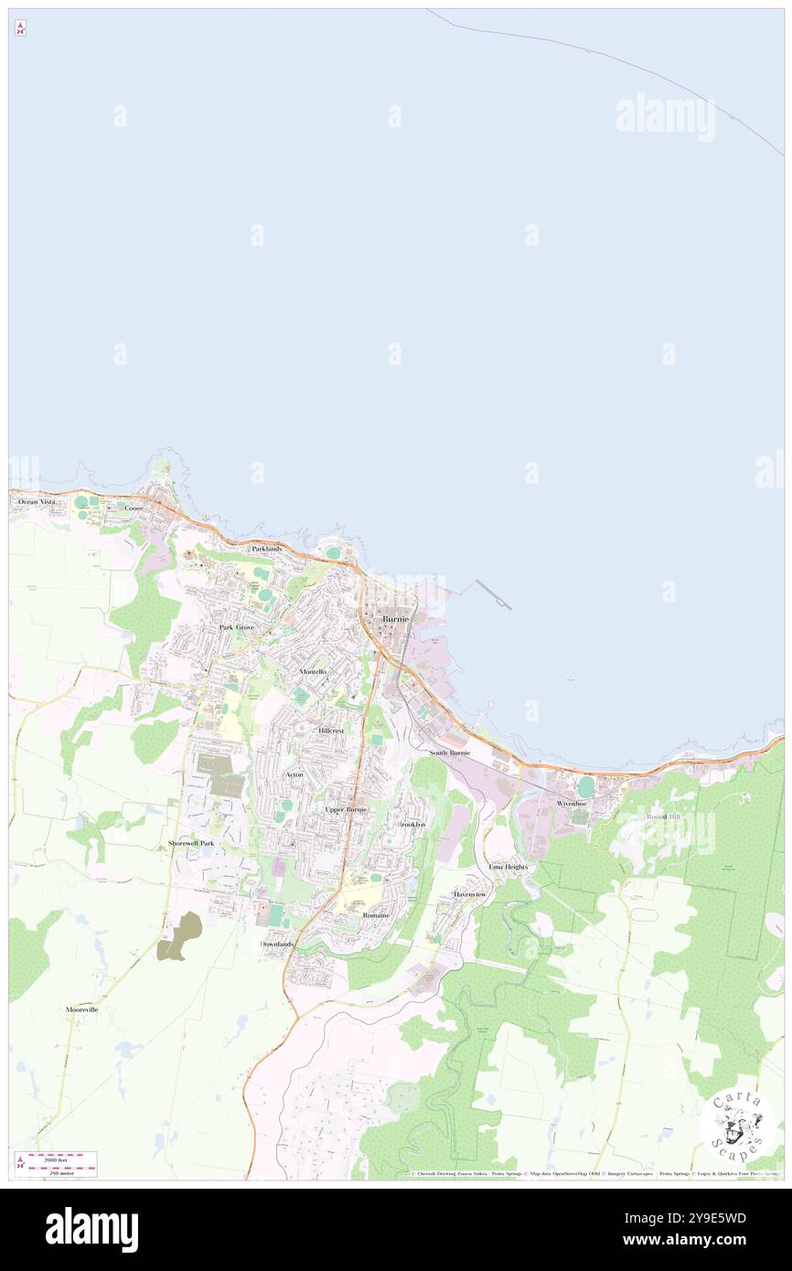 Fronte spiaggia Voyager Motor Inn, Burnie, Australia, Tasmania, s 41 2' 59'', N 145 54' 23'', MAP, Cartascapes Map pubblicata nel 2024. Esplora Cartascapes, una mappa che rivela i diversi paesaggi, culture ed ecosistemi della Terra. Viaggia attraverso il tempo e lo spazio, scoprendo l'interconnessione del passato, del presente e del futuro del nostro pianeta. Foto Stock