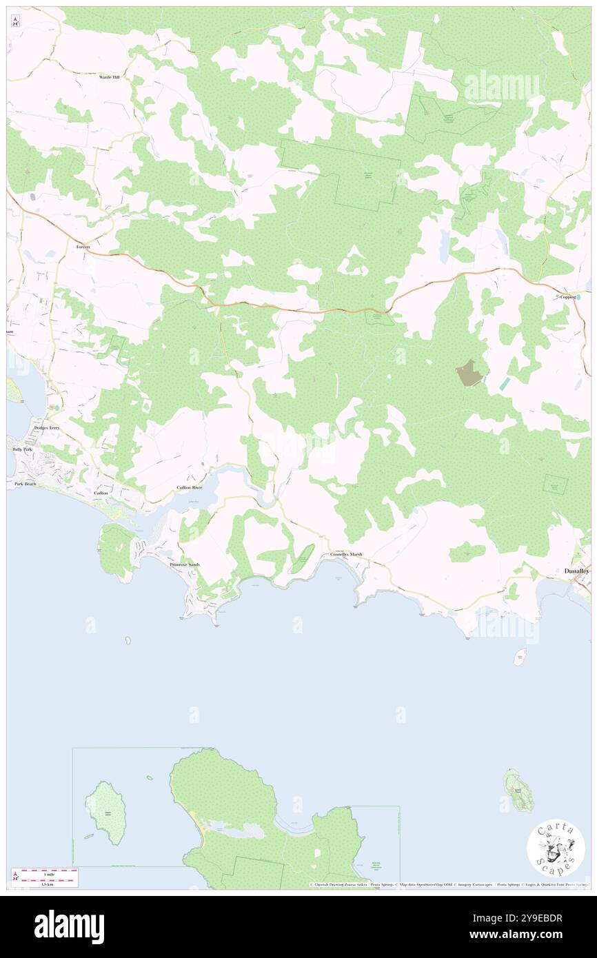 Carlton River, ( AU), Australia, Tasmania, s 42 52' 0'', N 147 40' 59'', MAP, Cartascapes Map pubblicata nel 2024. Esplora Cartascapes, una mappa che rivela i diversi paesaggi, culture ed ecosistemi della Terra. Viaggia attraverso il tempo e lo spazio, scoprendo l'interconnessione del passato, del presente e del futuro del nostro pianeta. Foto Stock