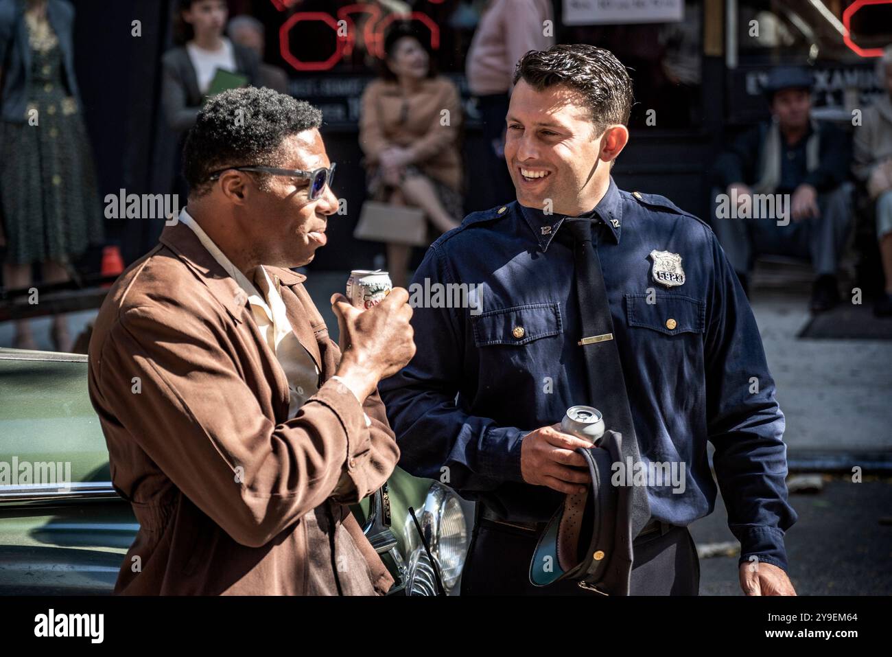 New York, Stati Uniti. 09 ottobre 2024. NEW YORK 2024-10-09 Inspelning av Filmen 'Marty Supreme' i New York den 9 oktober. Foto Richard Ryan/TT kod 9039 crediti: TT News Agency/Alamy Live News Foto Stock