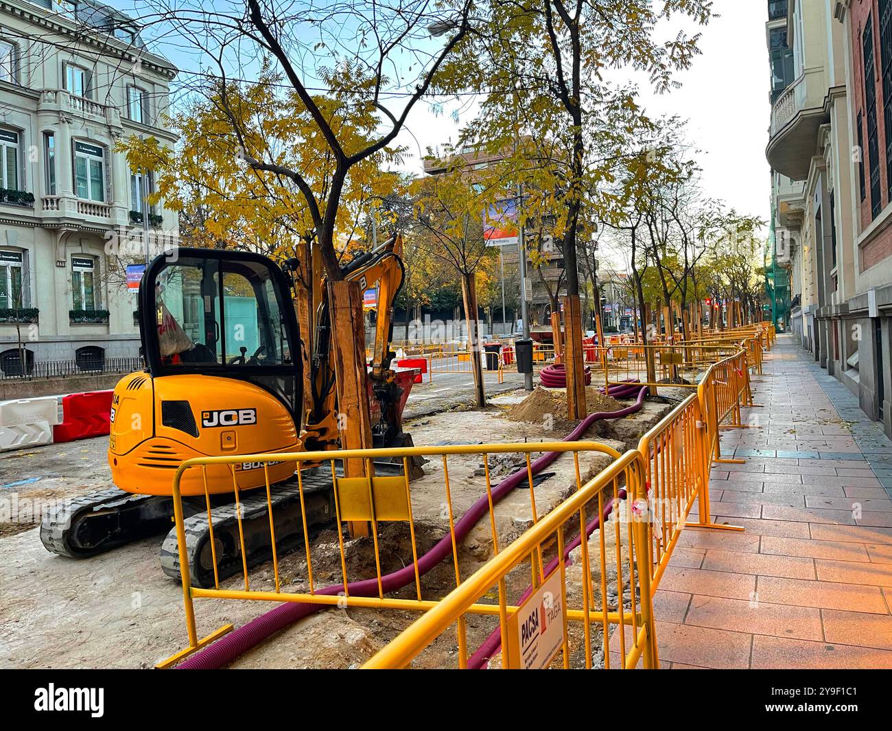 Jose Ortega y Gasset Street in lavori. Madrid, Spagna. Foto Stock