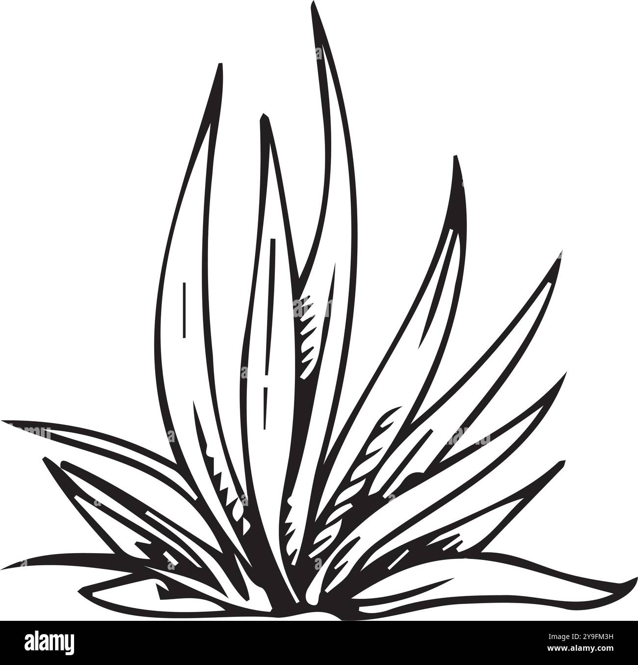 Un mucchio di erba disegnata a mano con inchiostro nero su sfondo bianco. Illustrazione vettoriale per il progetto Illustrazione Vettoriale