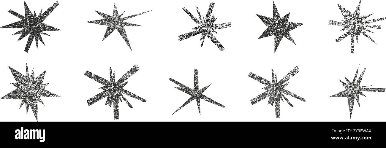 L'impostazione di stelle irregolari determina l'immagine vettoriale della fotocopia Illustrazione Vettoriale