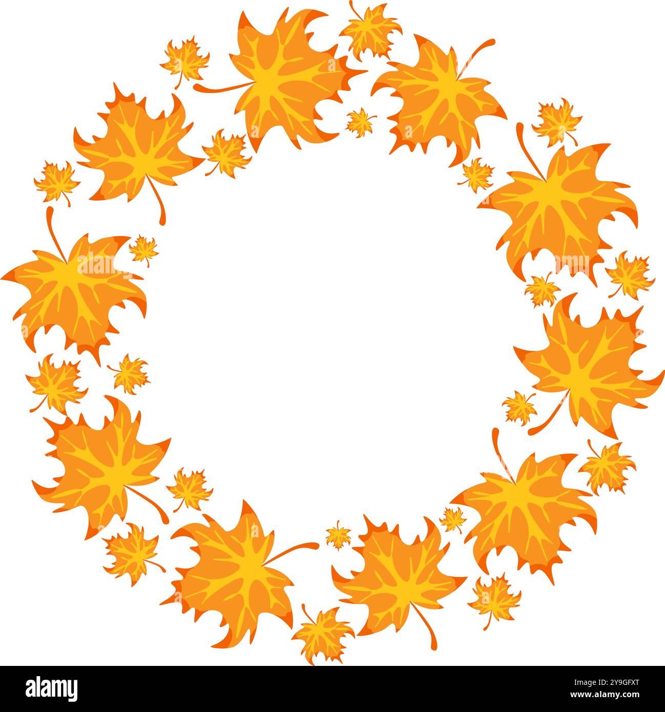 cornice autunnale a cartoni animati con foglie colorate per tessuti, tovaglioli, decorazioni e logo. illustrazione vettoriale Illustrazione Vettoriale