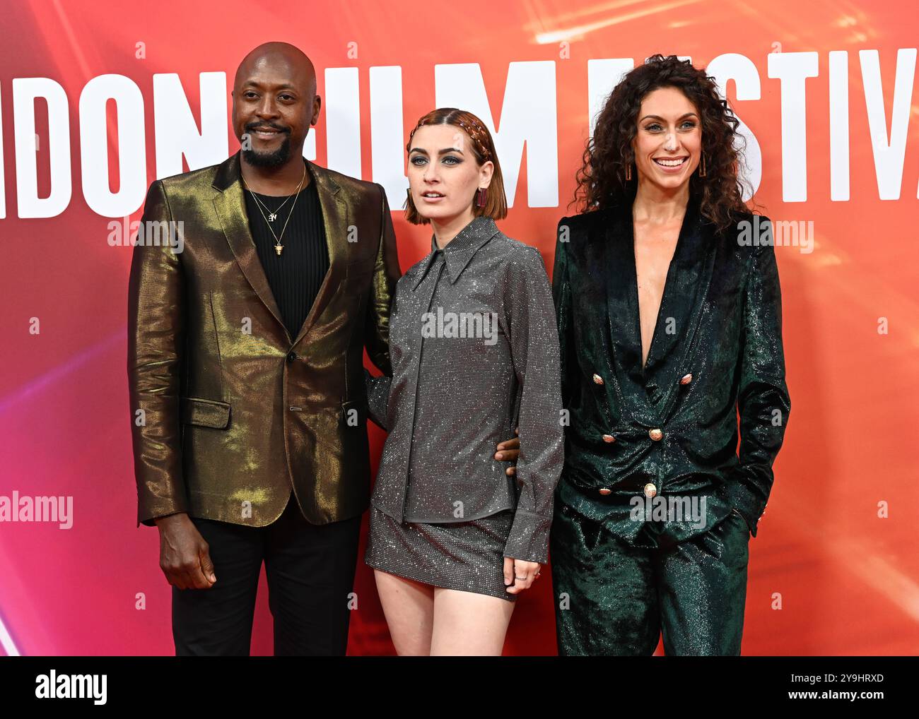 LONDRA, REGNO UNITO. 10 ottobre 2024. Georgie Buckland, Matt Henry e Amy di Bartolomeo partecipano al "Elton John: Never Too Late" Headline Gala - 68° BFI London Film Festival a Londra, Regno Unito. (Foto di 李世惠/SEE li/Picture Capital) credito: Vedi li/Picture Capital/Alamy Live News Foto Stock