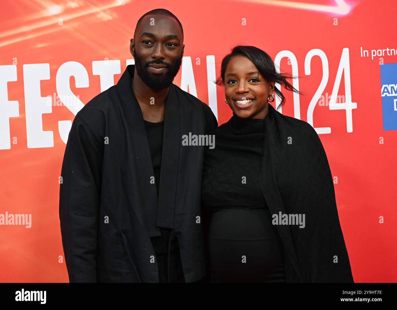LONDRA, REGNO UNITO. 10 ottobre 2024. Keith Afadi e Thuso Mbedu partecipano al "Elton John: Never Too Late" Headline Gala - 68° BFI London Film Festival a Londra, Regno Unito. (Foto di 李世惠/SEE li/Picture Capital) credito: Vedi li/Picture Capital/Alamy Live News Foto Stock