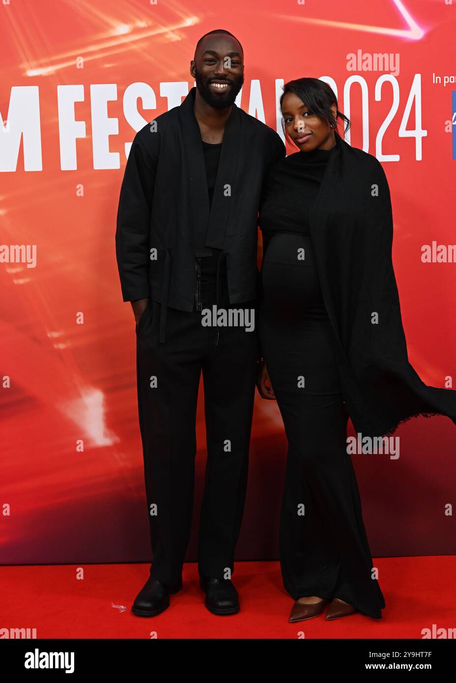 LONDRA, REGNO UNITO. 10 ottobre 2024. Keith Afadi e Thuso Mbedu partecipano al "Elton John: Never Too Late" Headline Gala - 68° BFI London Film Festival a Londra, Regno Unito. (Foto di 李世惠/SEE li/Picture Capital) credito: Vedi li/Picture Capital/Alamy Live News Foto Stock