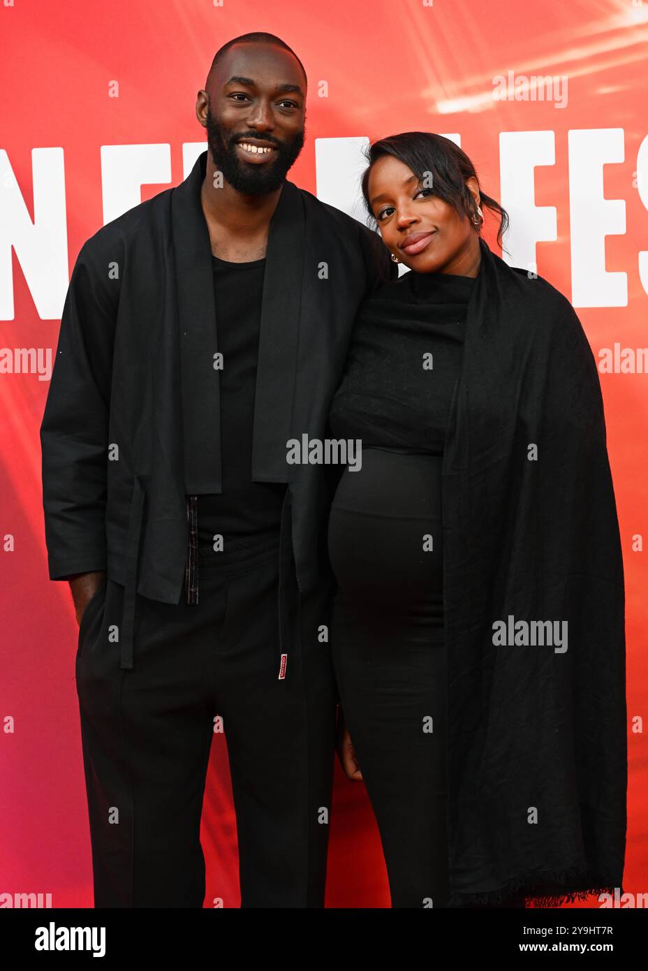 LONDRA, REGNO UNITO. 10 ottobre 2024. Keith Afadi e Thuso Mbedu partecipano al "Elton John: Never Too Late" Headline Gala - 68° BFI London Film Festival a Londra, Regno Unito. (Foto di 李世惠/SEE li/Picture Capital) credito: Vedi li/Picture Capital/Alamy Live News Foto Stock