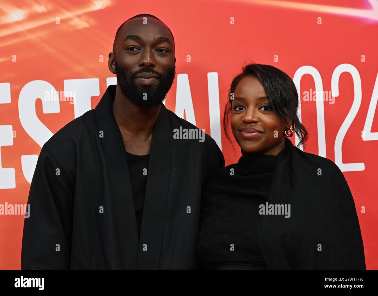 LONDRA, REGNO UNITO. 10 ottobre 2024. Keith Afadi e Thuso Mbedu partecipano al "Elton John: Never Too Late" Headline Gala - 68° BFI London Film Festival a Londra, Regno Unito. (Foto di 李世惠/SEE li/Picture Capital) credito: Vedi li/Picture Capital/Alamy Live News Foto Stock