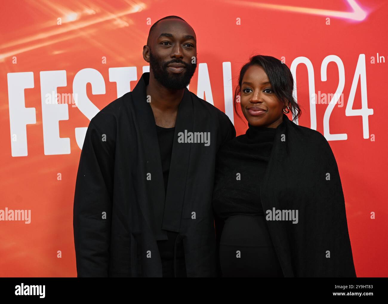 LONDRA, REGNO UNITO. 10 ottobre 2024. Keith Afadi e Thuso Mbedu partecipano al "Elton John: Never Too Late" Headline Gala - 68° BFI London Film Festival a Londra, Regno Unito. (Foto di 李世惠/SEE li/Picture Capital) credito: Vedi li/Picture Capital/Alamy Live News Foto Stock