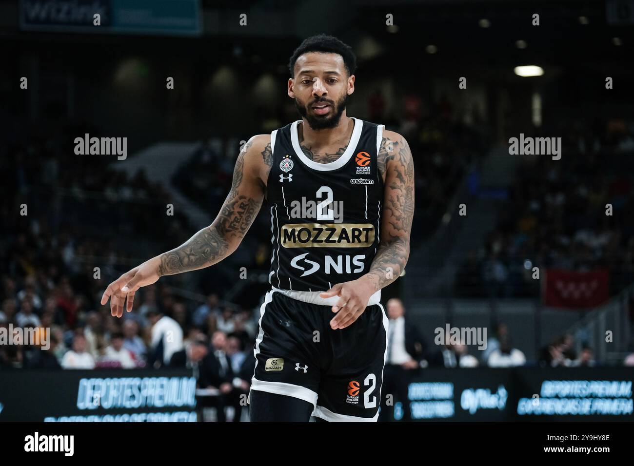 Carlik Jones del Partizan Mozzart Bet Belgrado durante la partita di EuroLeague tra Real Madrid e Partizan Belgrado al WiZink Center il 10 ottobre Foto Stock