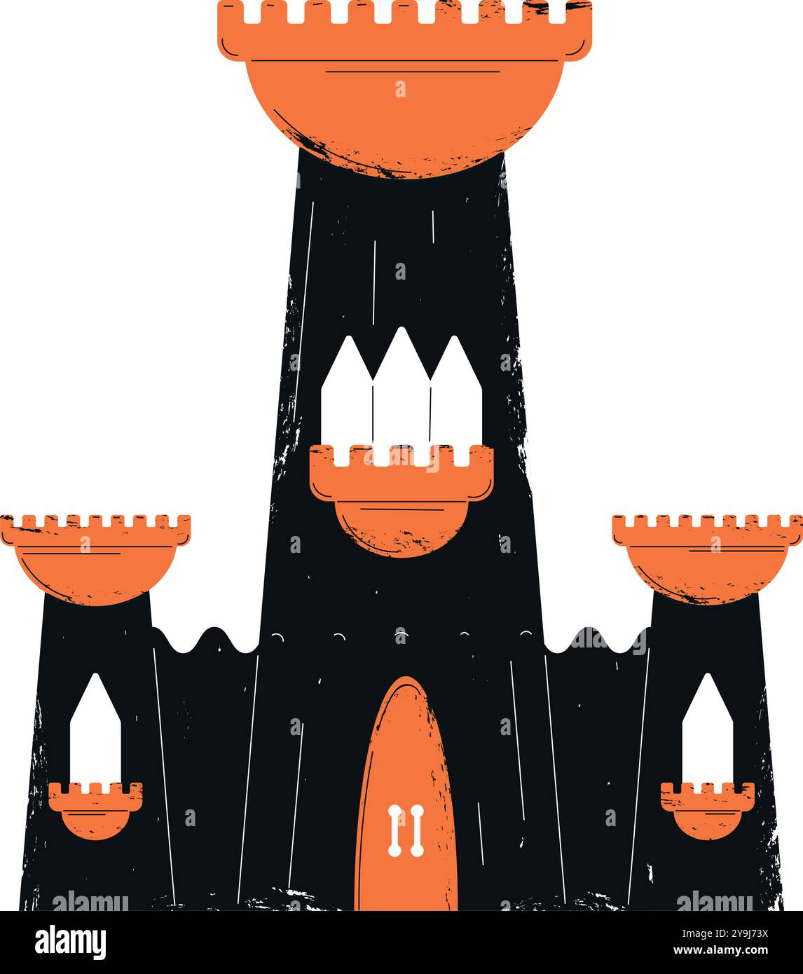 Spaventoso castello infestato dai fantasmi di Halloween con texture grunge Vector Illustrazione Vettoriale