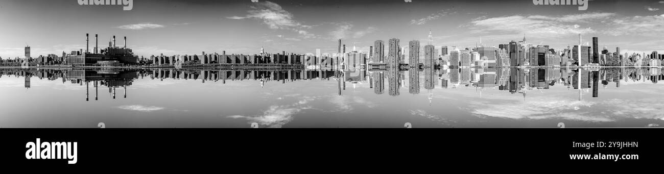 NEW YORK, USA - Oct 10, 2017: Panorama di New York con il fiume Hudson e l'edificio dell'ONU. Foto Stock